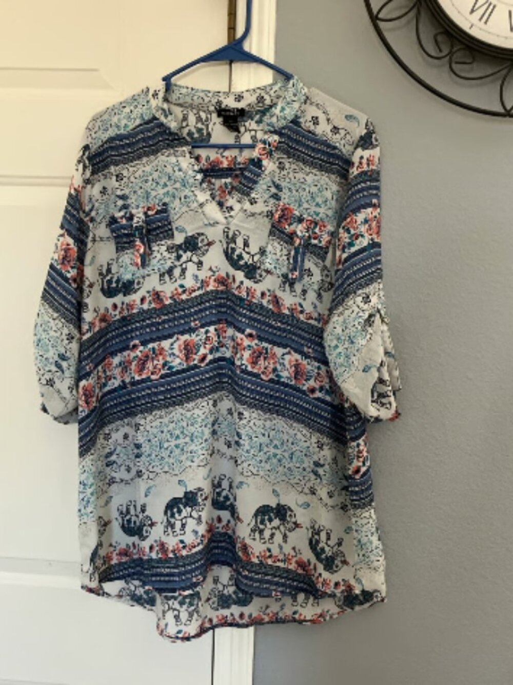RUE21 Elephant Pattern Sheer Top Size XL